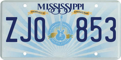 MS license plate ZJO853
