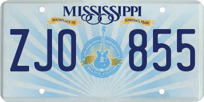 MS license plate ZJO855