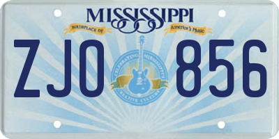 MS license plate ZJO856