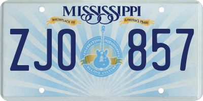 MS license plate ZJO857