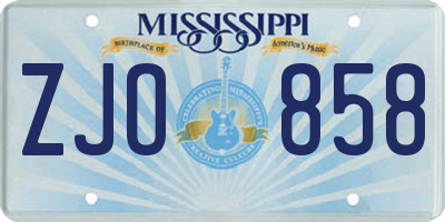 MS license plate ZJO858