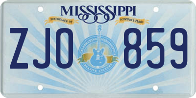 MS license plate ZJO859