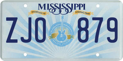 MS license plate ZJO879