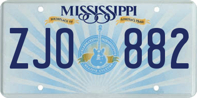 MS license plate ZJO882