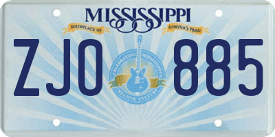 MS license plate ZJO885