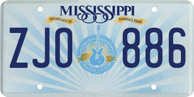 MS license plate ZJO886