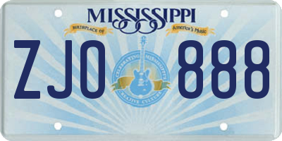 MS license plate ZJO888
