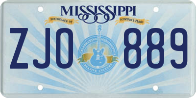 MS license plate ZJO889