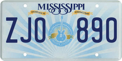 MS license plate ZJO890