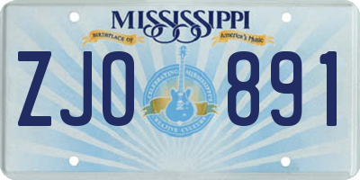 MS license plate ZJO891