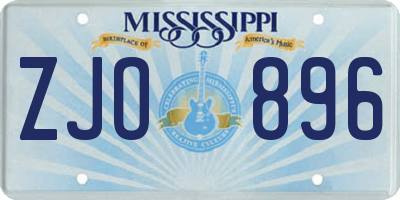 MS license plate ZJO896