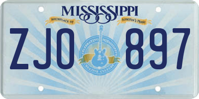MS license plate ZJO897