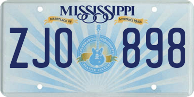 MS license plate ZJO898