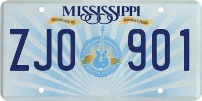 MS license plate ZJO901