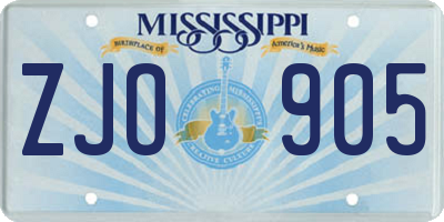 MS license plate ZJO905