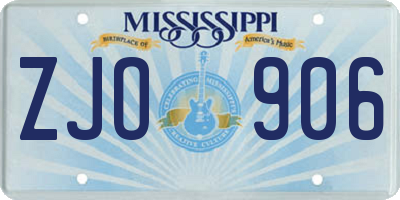 MS license plate ZJO906