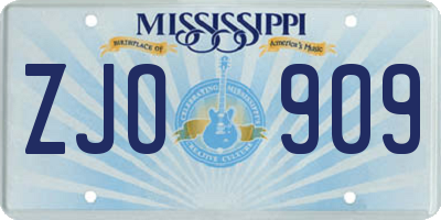 MS license plate ZJO909