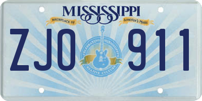 MS license plate ZJO911