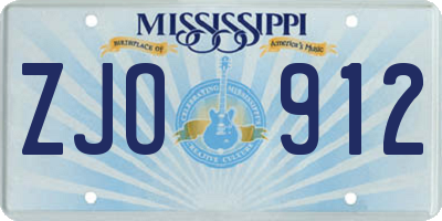 MS license plate ZJO912