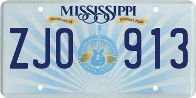MS license plate ZJO913