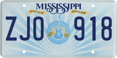MS license plate ZJO918