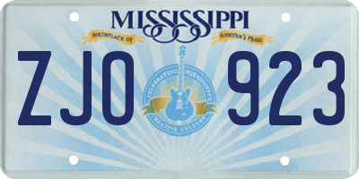MS license plate ZJO923