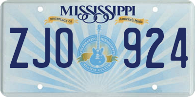 MS license plate ZJO924