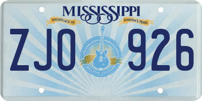 MS license plate ZJO926