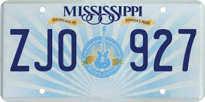 MS license plate ZJO927