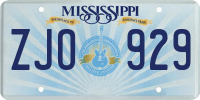 MS license plate ZJO929