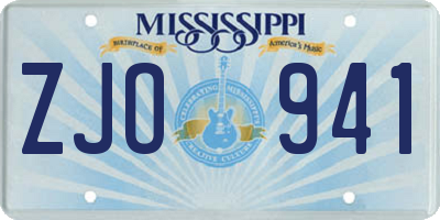 MS license plate ZJO941