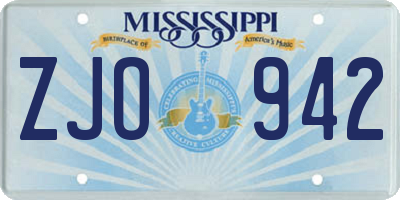 MS license plate ZJO942