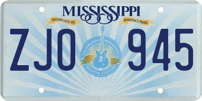 MS license plate ZJO945