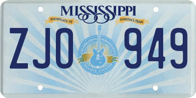 MS license plate ZJO949