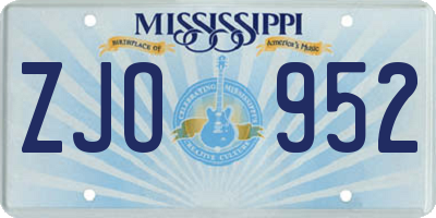 MS license plate ZJO952