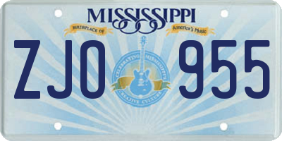 MS license plate ZJO955