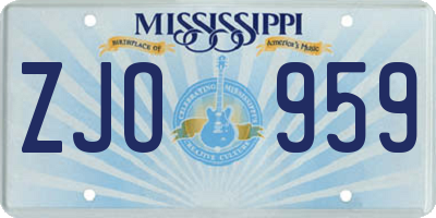 MS license plate ZJO959