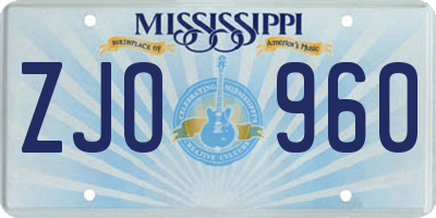 MS license plate ZJO960