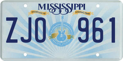MS license plate ZJO961