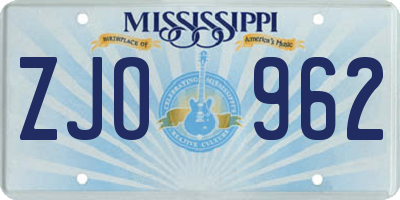 MS license plate ZJO962