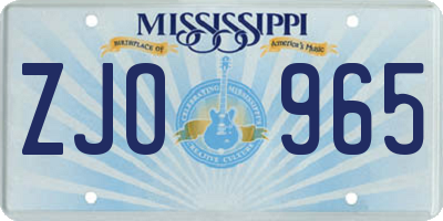 MS license plate ZJO965
