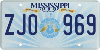 MS license plate ZJO969