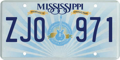 MS license plate ZJO971