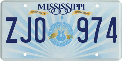 MS license plate ZJO974