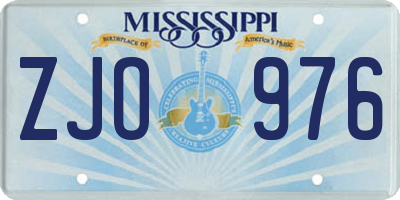 MS license plate ZJO976