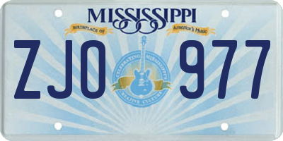 MS license plate ZJO977