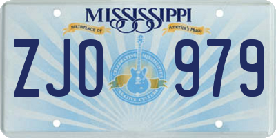MS license plate ZJO979