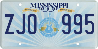MS license plate ZJO995