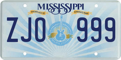 MS license plate ZJO999