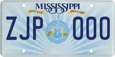 MS license plate ZJP000